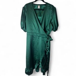 Gymboree -‎ Women’s Maternity Satin Wrap Dress Emerald Green Plus Size - Sz. 2X